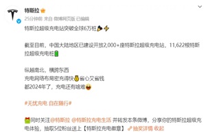 中國(guó)大陸地區(qū)1.16萬 特斯拉超級(jí)充電站突破全球6萬樁